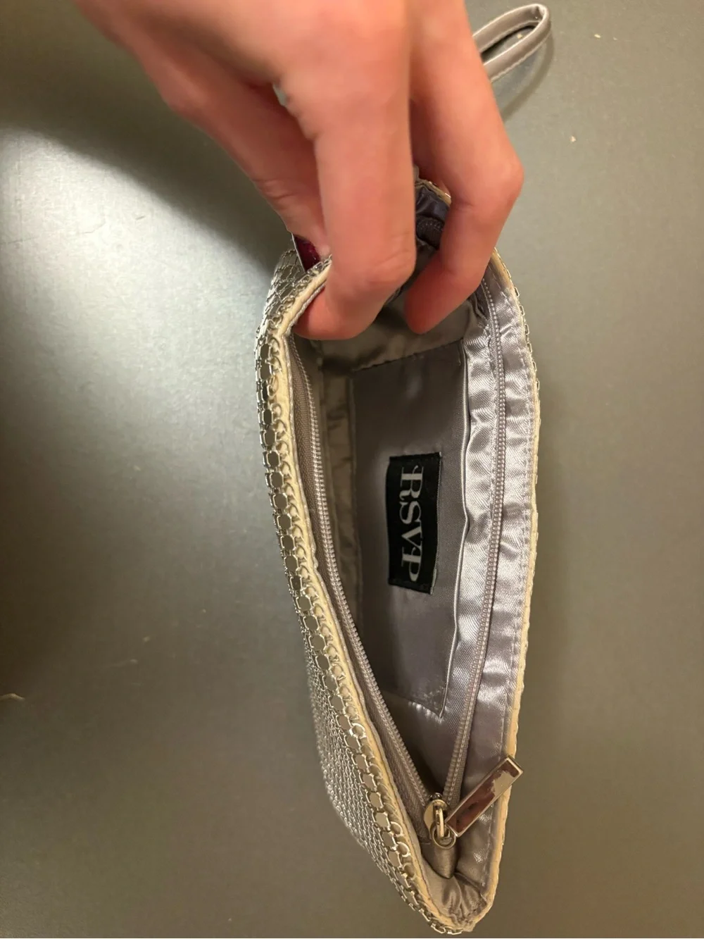RSVP Silver Sequin Wristlet